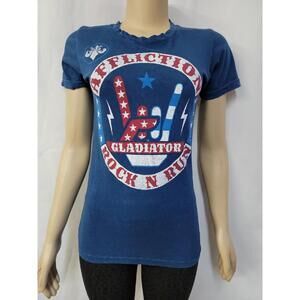 AFFLICTION Graphic Gladiator Rock N Run Size M Women's Tank Top T-shirt #R1